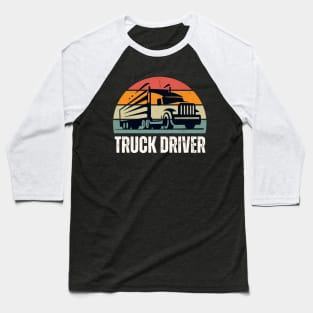 Mens Vintage Sunset American Truck Silhouette Funny Trucker Baseball T-Shirt